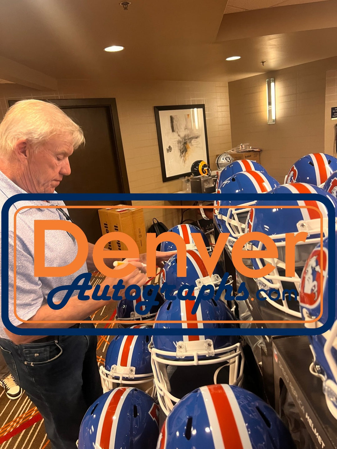 John Elway Autographed Denver Broncos F/S TB Helmet Beckett Witness 55196