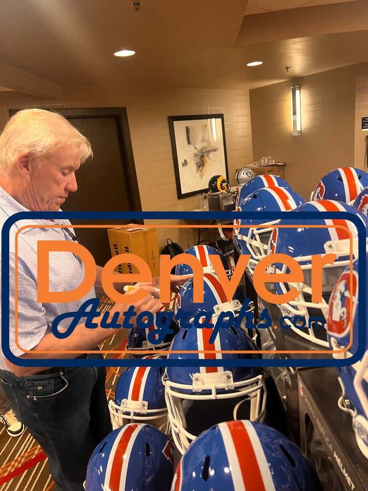 John Elway Autographed Denver Broncos F/S TB Helmet Beckett Witness 55196