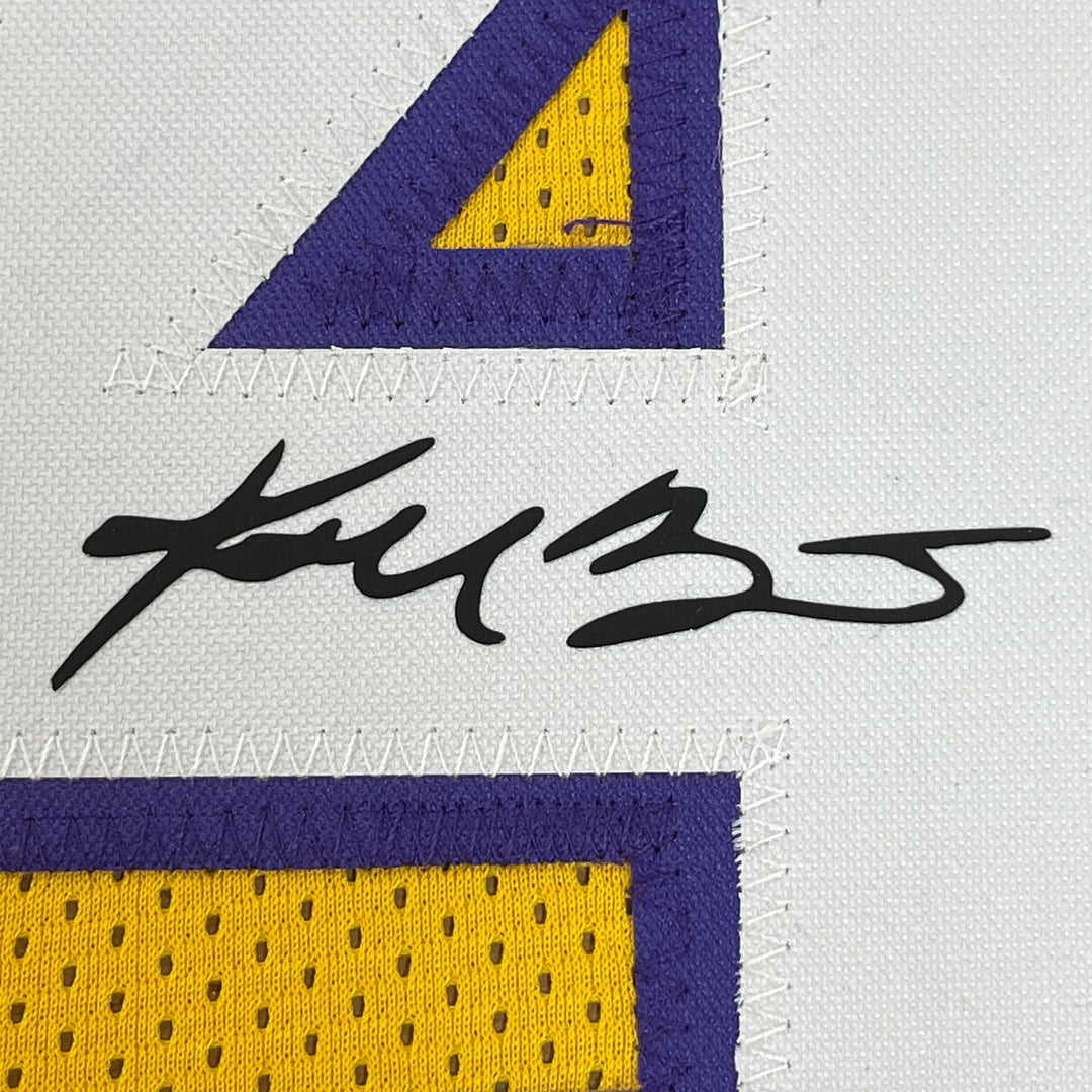 Framed Facsimile Autographed Kobe Bryant #24 33x42 LA Yellow Reprint Jersey
