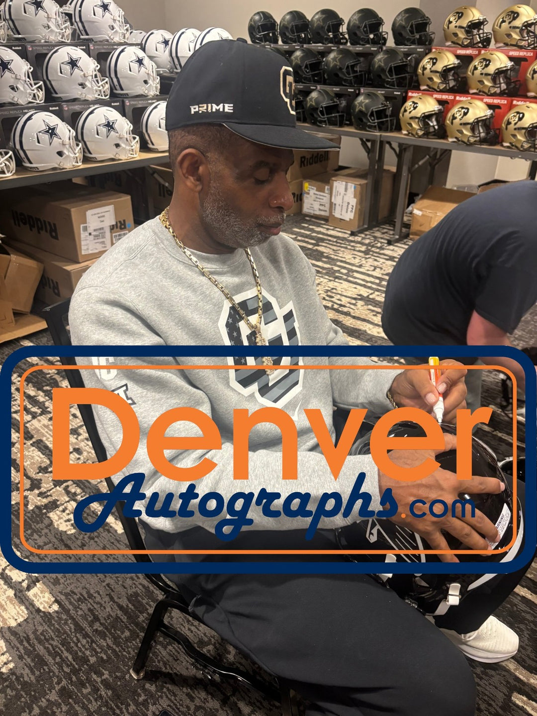 Deion Sanders Autographed Atlanta Falcons F/S TB Helmet Beckett Witness 55197