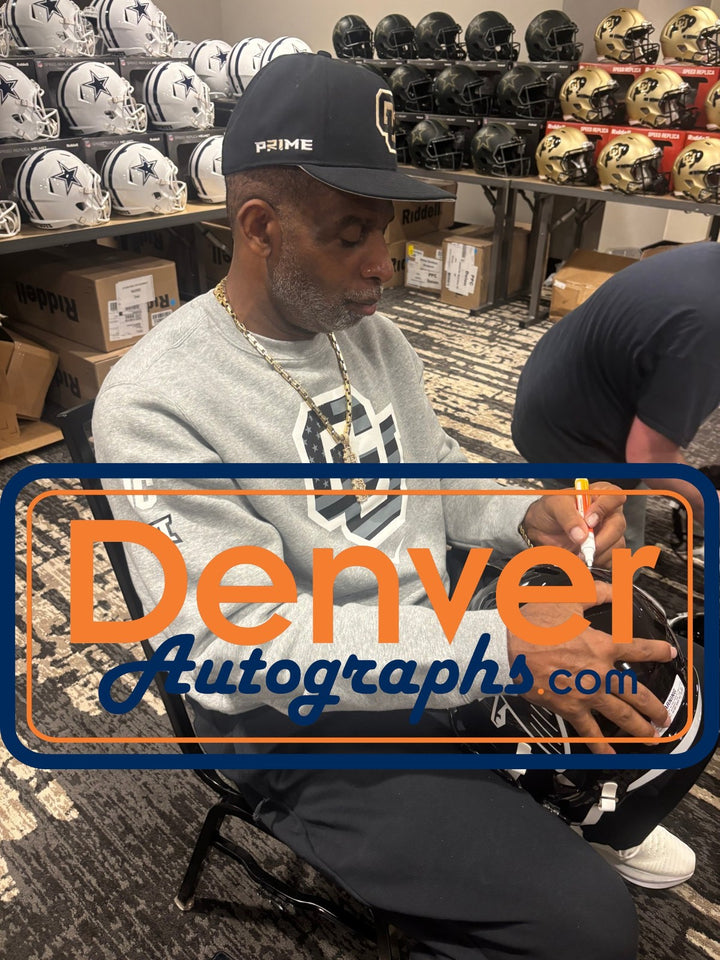 Deion Sanders Autographed Atlanta Falcons F/S TB Helmet Beckett Witness 55197