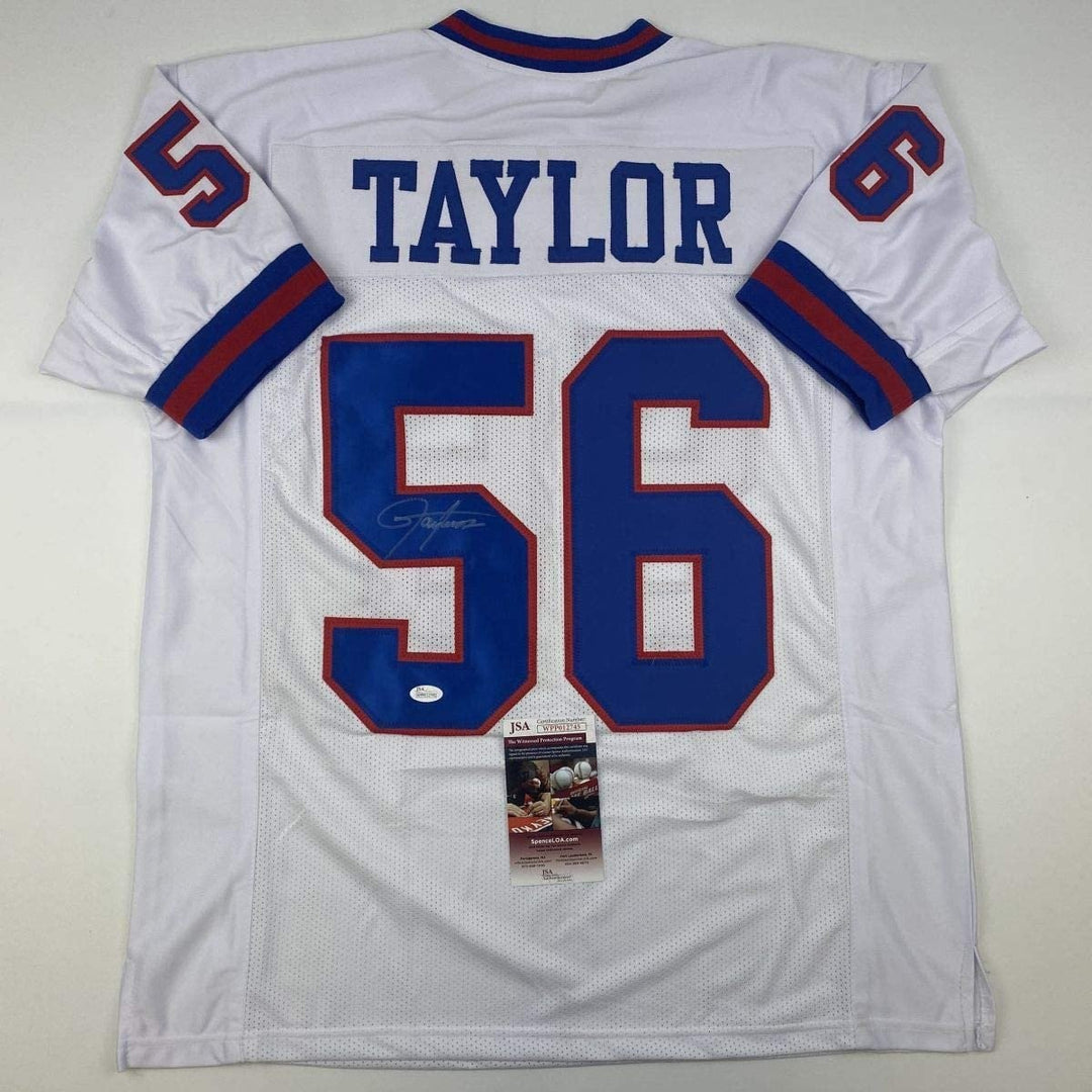 Autographed/Signed LAWRENCE TAYLOR New York White Jersey JSA COA Auto