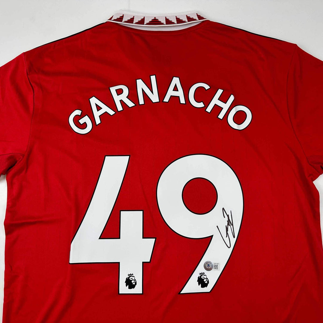 Autographed/Signed Alejandro Garnacho Manchester United Red Jersey Beckett COA