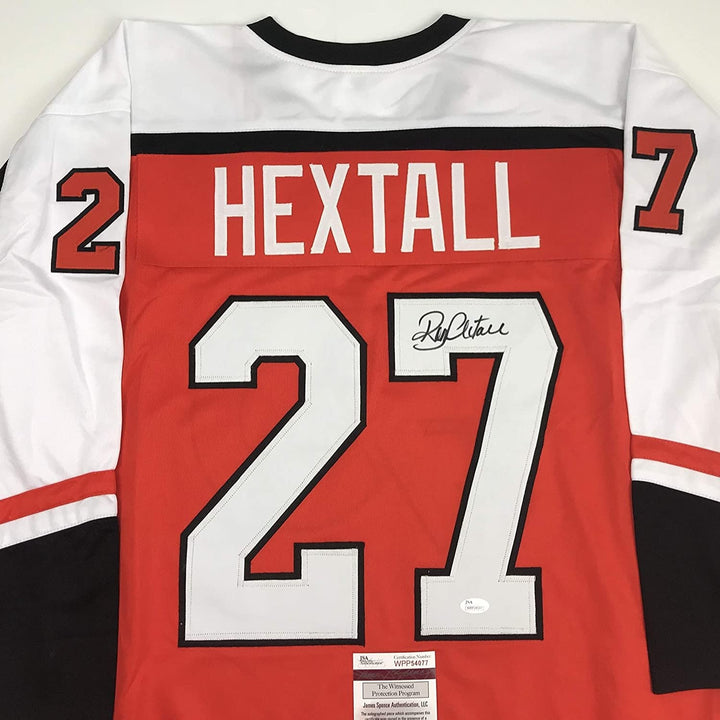 Autographed/Signed RON HEXTALL Philadelphia Orange Jersey JSA COA Auto