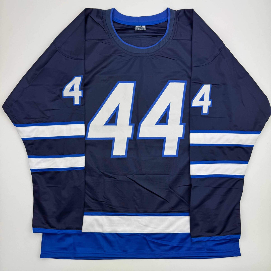 Autographed/Signed Josh Morrissey Winnipeg Blue Hockey Jersey Beckett BAS COA