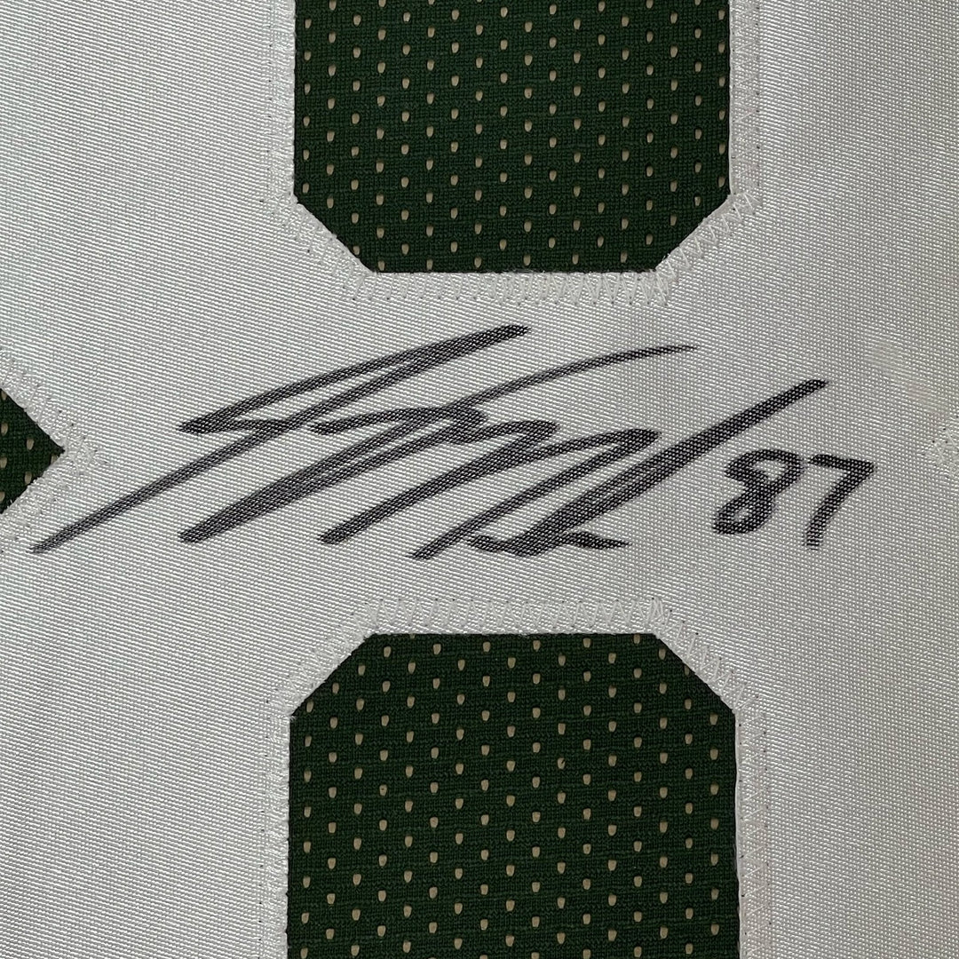 FRAMED Autographed/Signed JORDY NELSON 33x42 Green Jersey Beckett COA