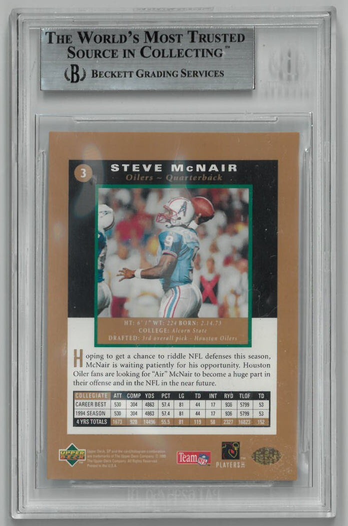 Steve McNair 1999 Upper Deck SPX Rookie Card (RC) #3- Beckett/BGS Graded 9 Mint
