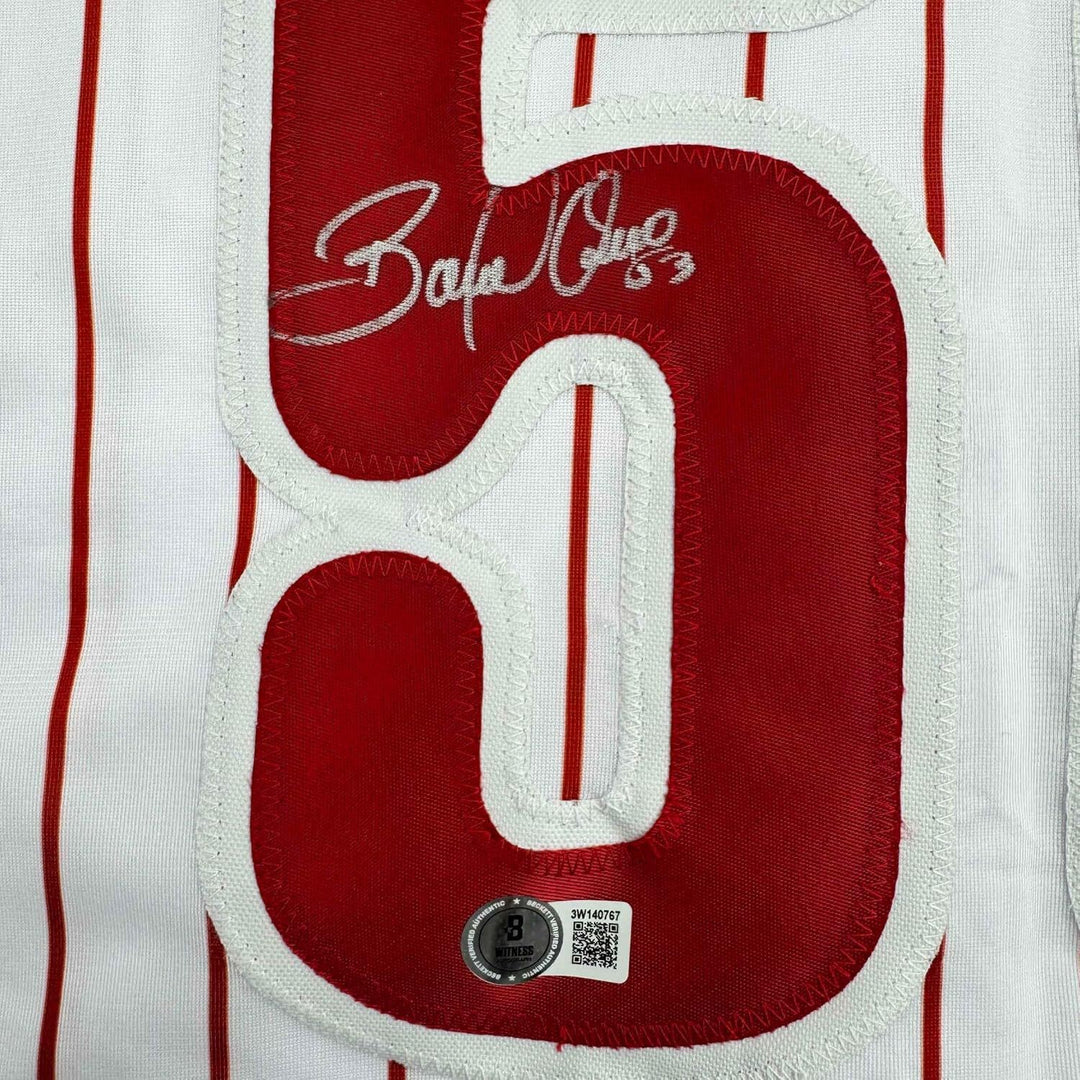 Framed Autographed/Signed Bobby Abreu 35x39 Philadelphia Pin Jersey Beckett COA