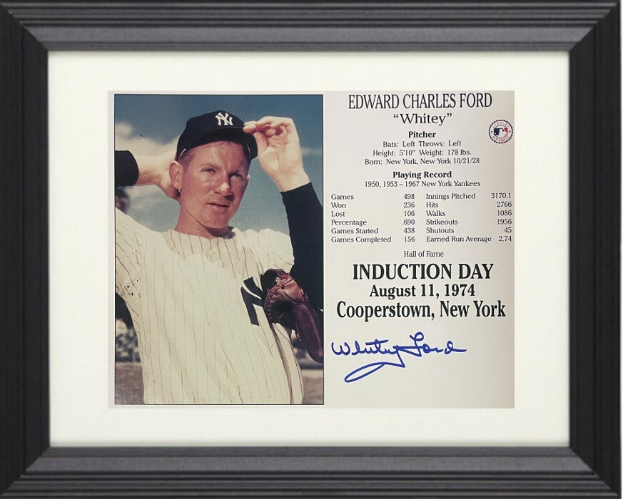 Whitey Ford signed New York Yankees Hall of Fame Induction Day Photo/Card- COA