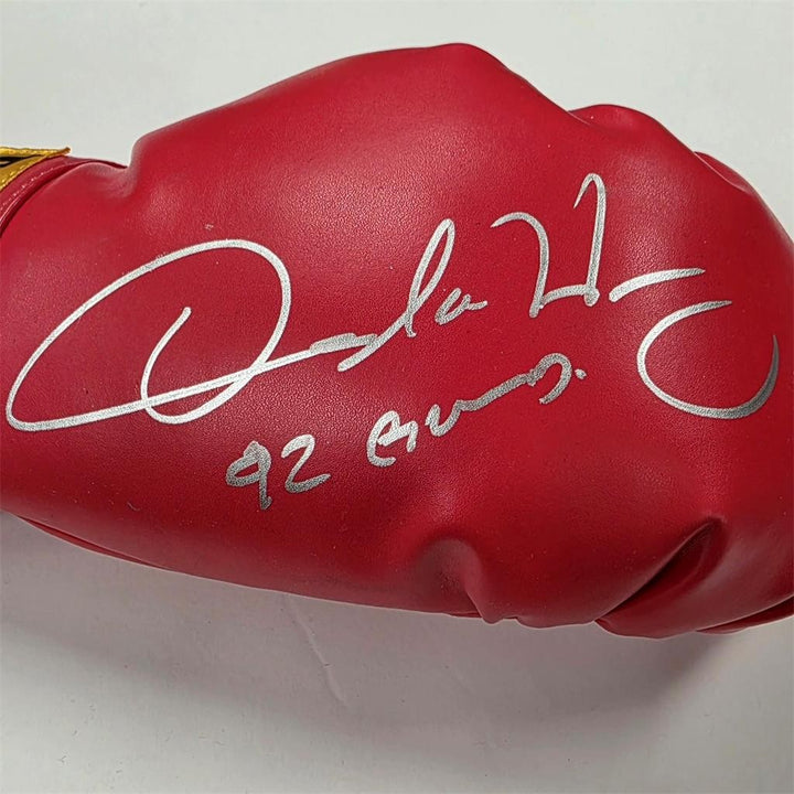 Oscar De La Hoya signed "92 Gold" Small Everlast Boxing Glove auto Beckett BAS