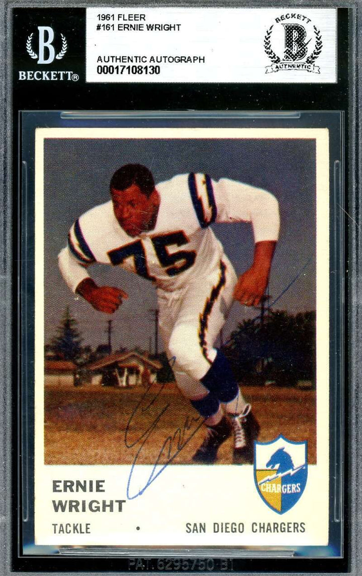 Ernie Wright Beckett BAS Signed 1961 Fleer Rookie Autograph
