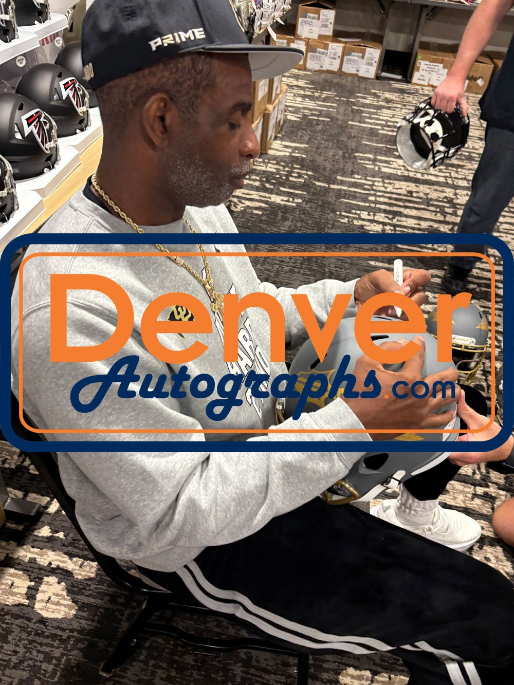 Deion Sanders Autographed Florida State Seminoles F/S Slate Helmet Beckett 53365
