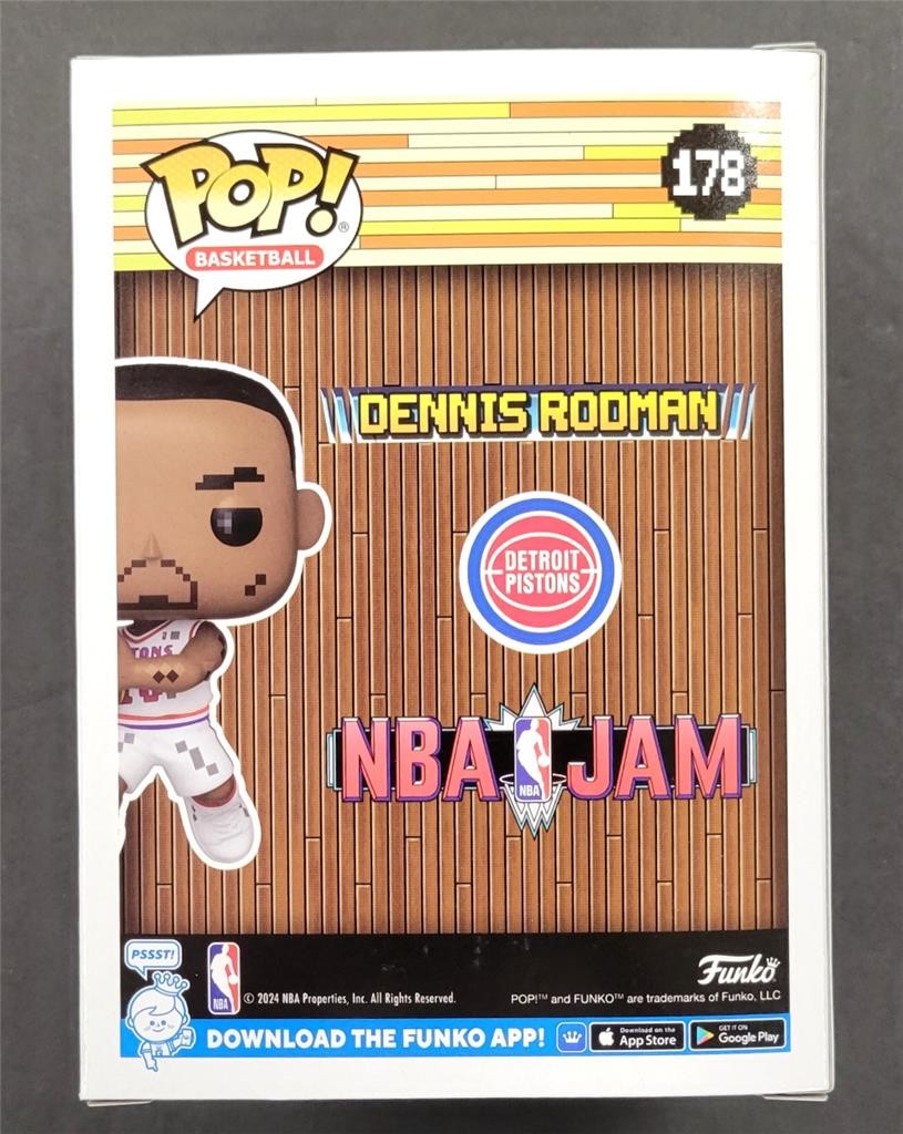 Dennis Rodman signed Pistons NBA Jam Funko Pop! auto 178 LE / 5000 ~ Beckett BAS