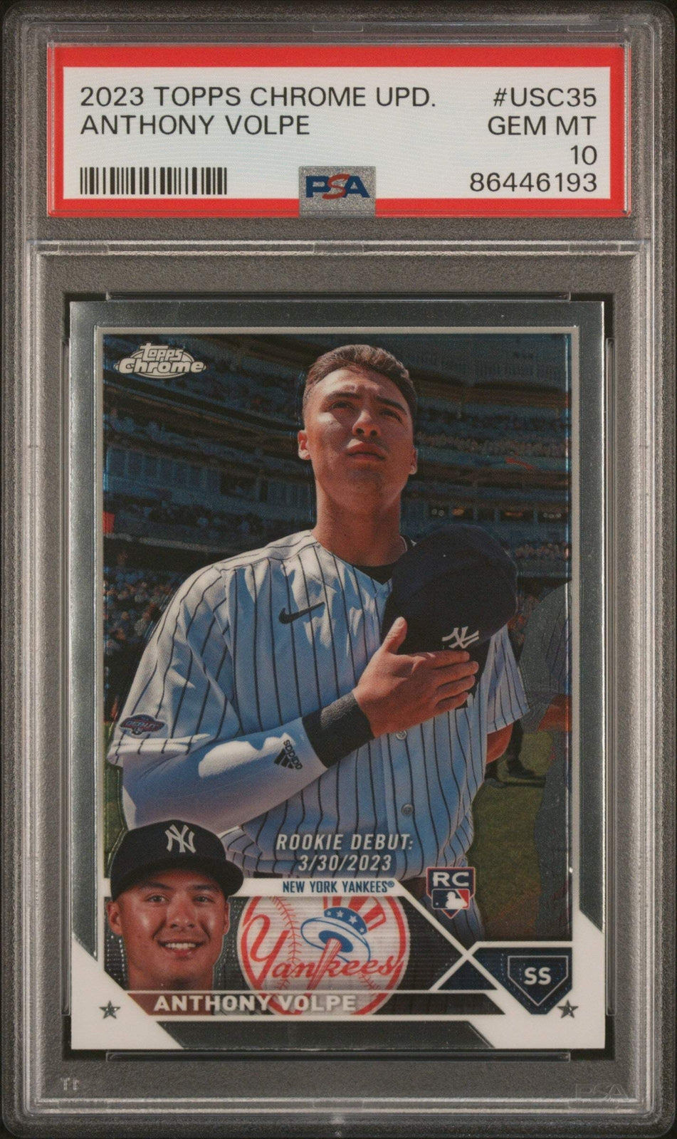 Graded 2023 Topps Chrome Update Anthony Volpe #USC35 Rookie Baseball Card PSA 10