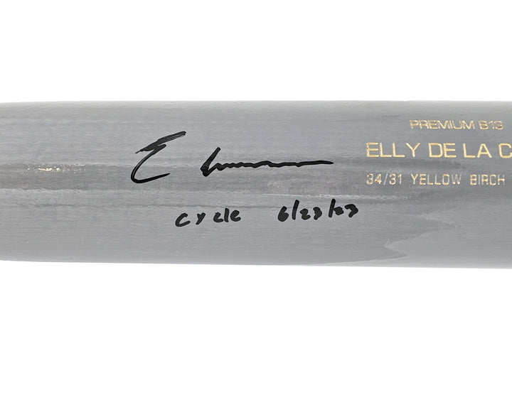 Elly De La Cruz Auto Gray B45 Player Model Bat Reds "Cycle 6/23/23" Beckett Wit