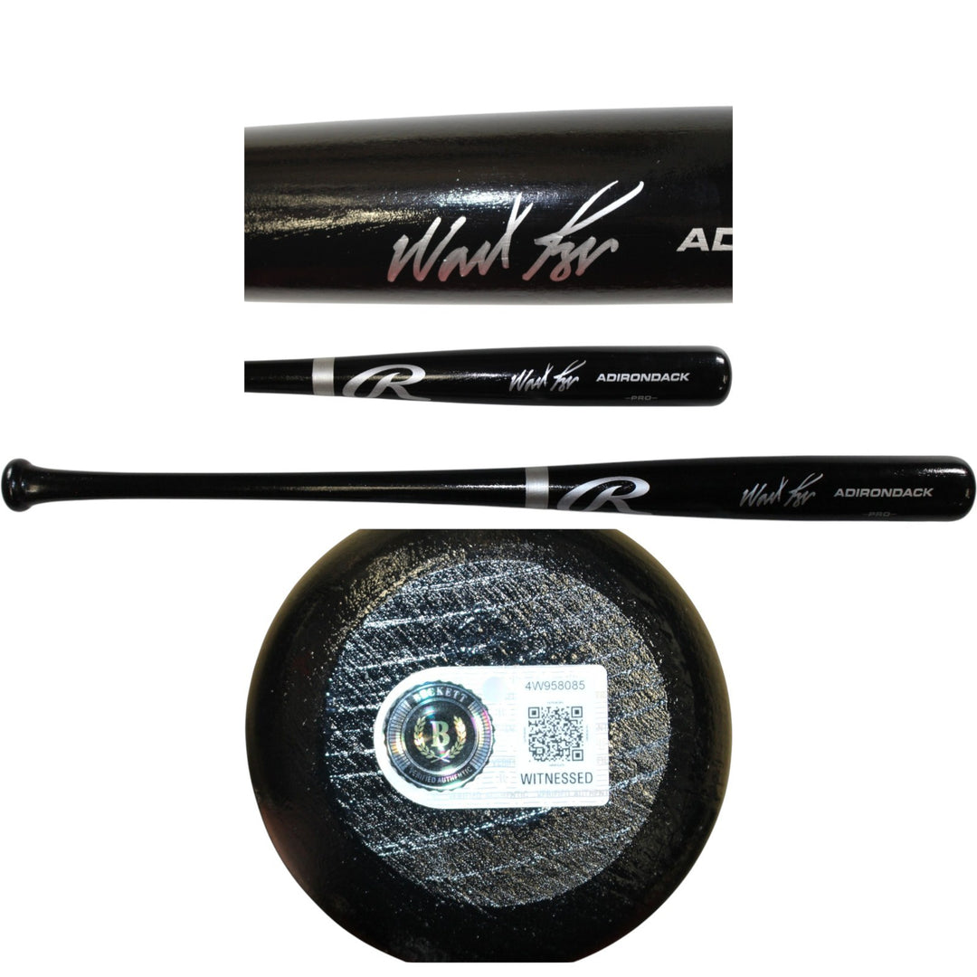 Wade Boggs Autographed Boston Red Sox Black Baseball Bat Beckett Witness 58185