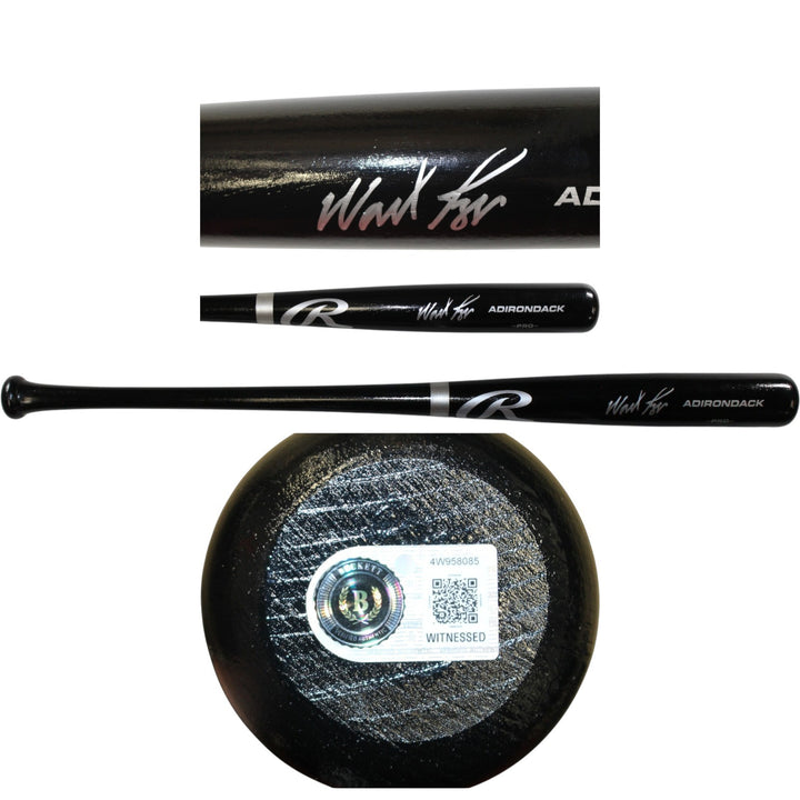 Wade Boggs Autographed Boston Red Sox Black Baseball Bat Beckett Witness 58185