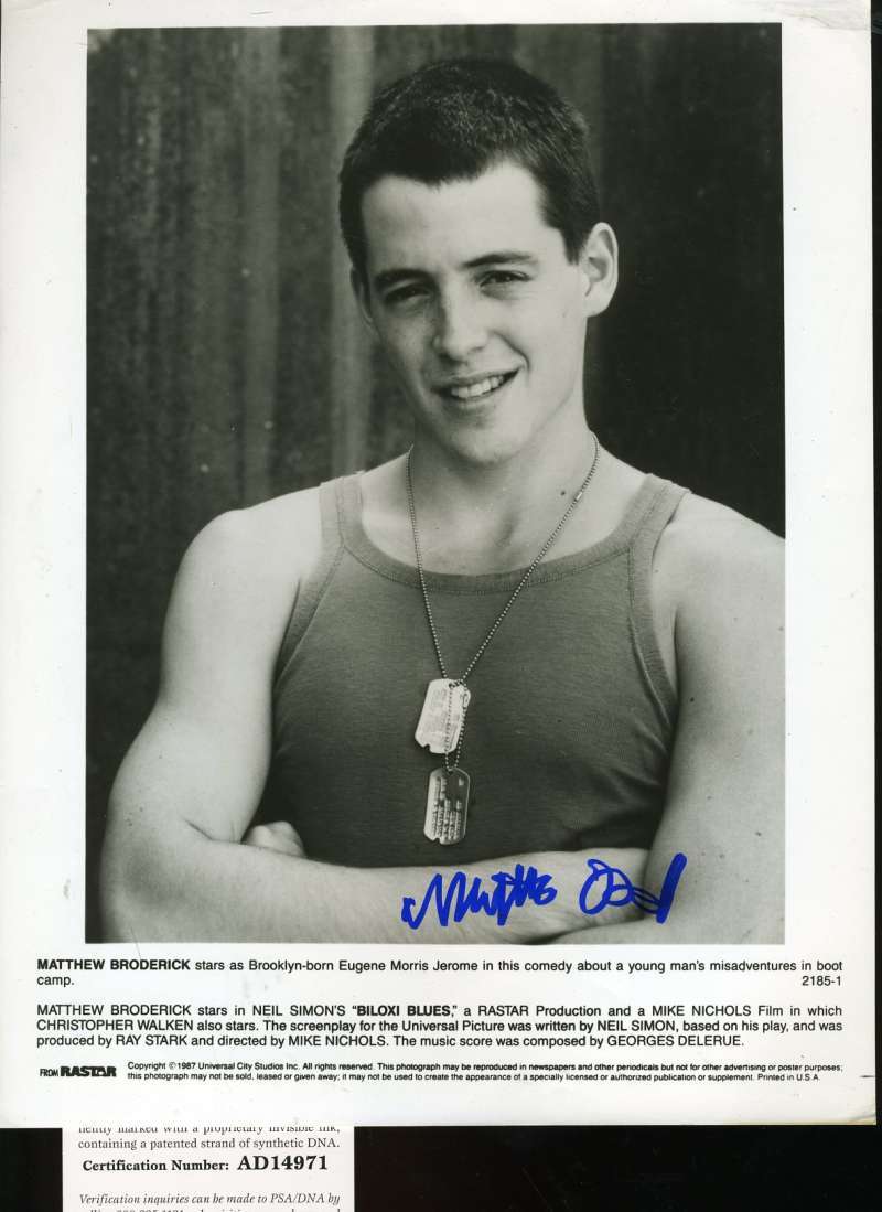 Matthew Broderick Signed Psa/dna Coa 8x10 Photo Authentic Autograph Biloxi Blues