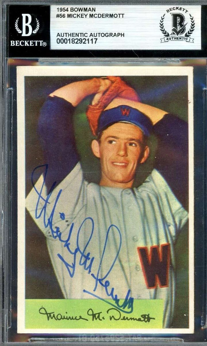 Mickey McDermott Beckett BAS Signed 1954 Bowman Autograph