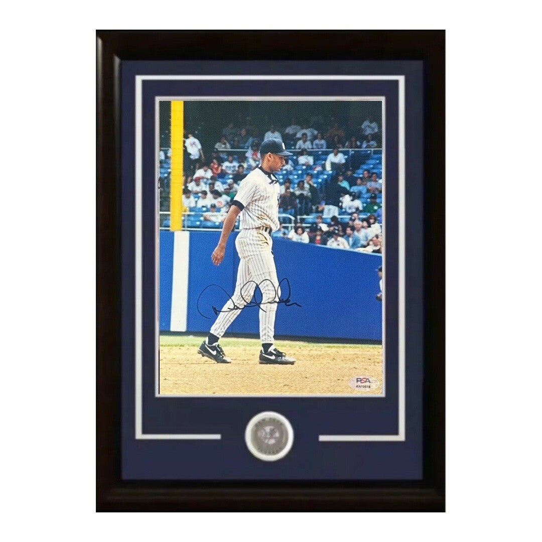 Derek Jeter Signed 8x10 Framed Photo Mint Rookie 1995 Auto Yankees PSA COA HOF