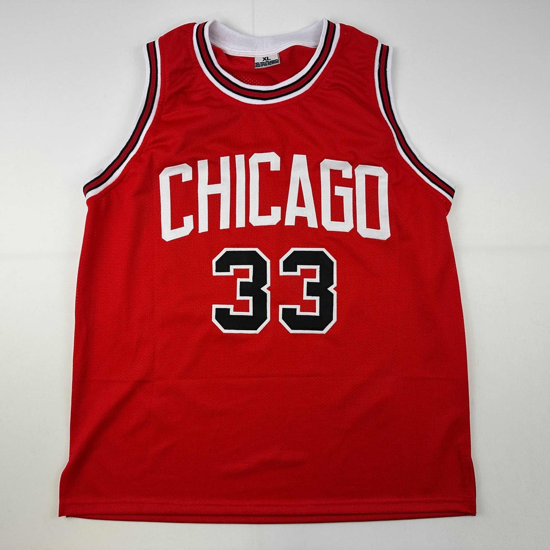 Facsimile Autographed Scottie Pippen Chicago Red Reprint Auto Jersey Men's XL