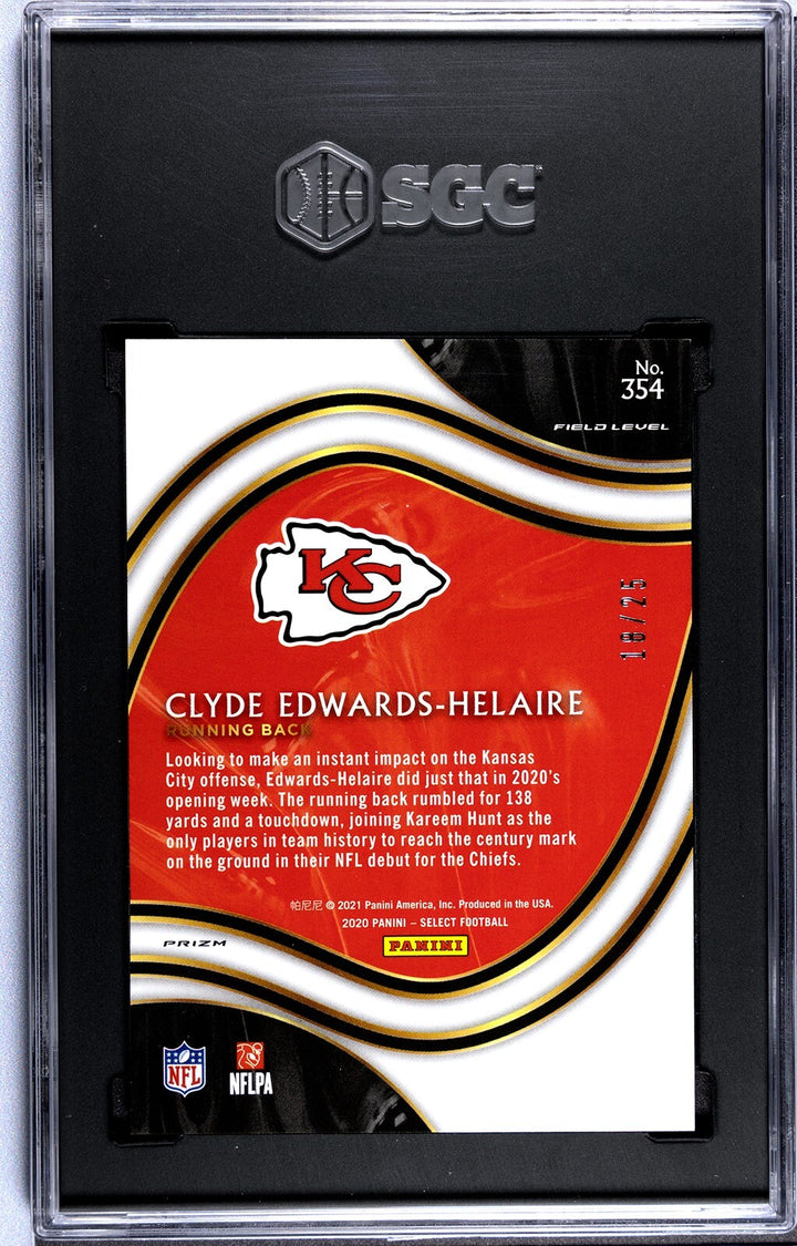Clyde Edwards-Helaire 2020 Panini Tie Dye Prizm Rookie Card-SGC Graded 10 Gem MT