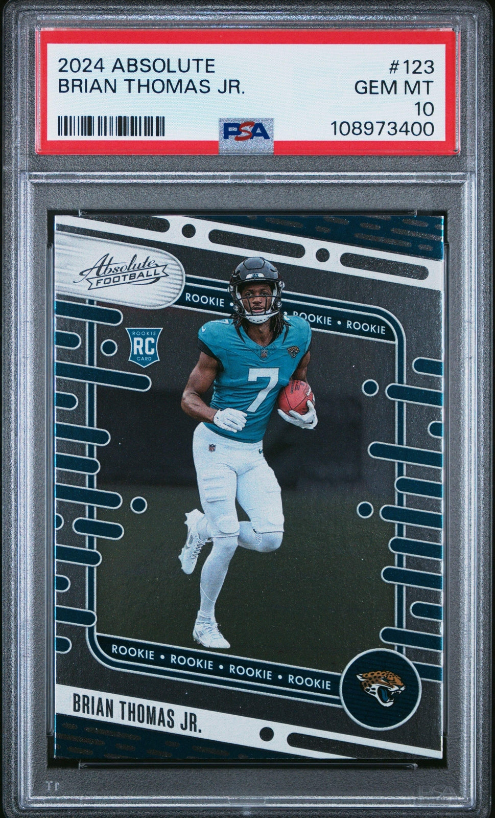 Graded 2024 Panini Absolute Brian Thomas Jr #123 Rookie RC Football Card PSA 10