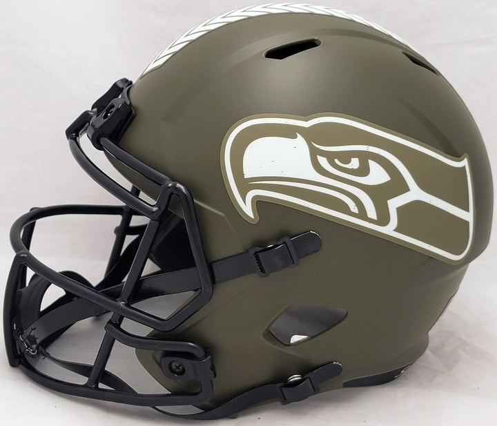 Tyler Lockett Auto Seahawks Army Green Salute 2 Service Full Size Rep Spd Helmet