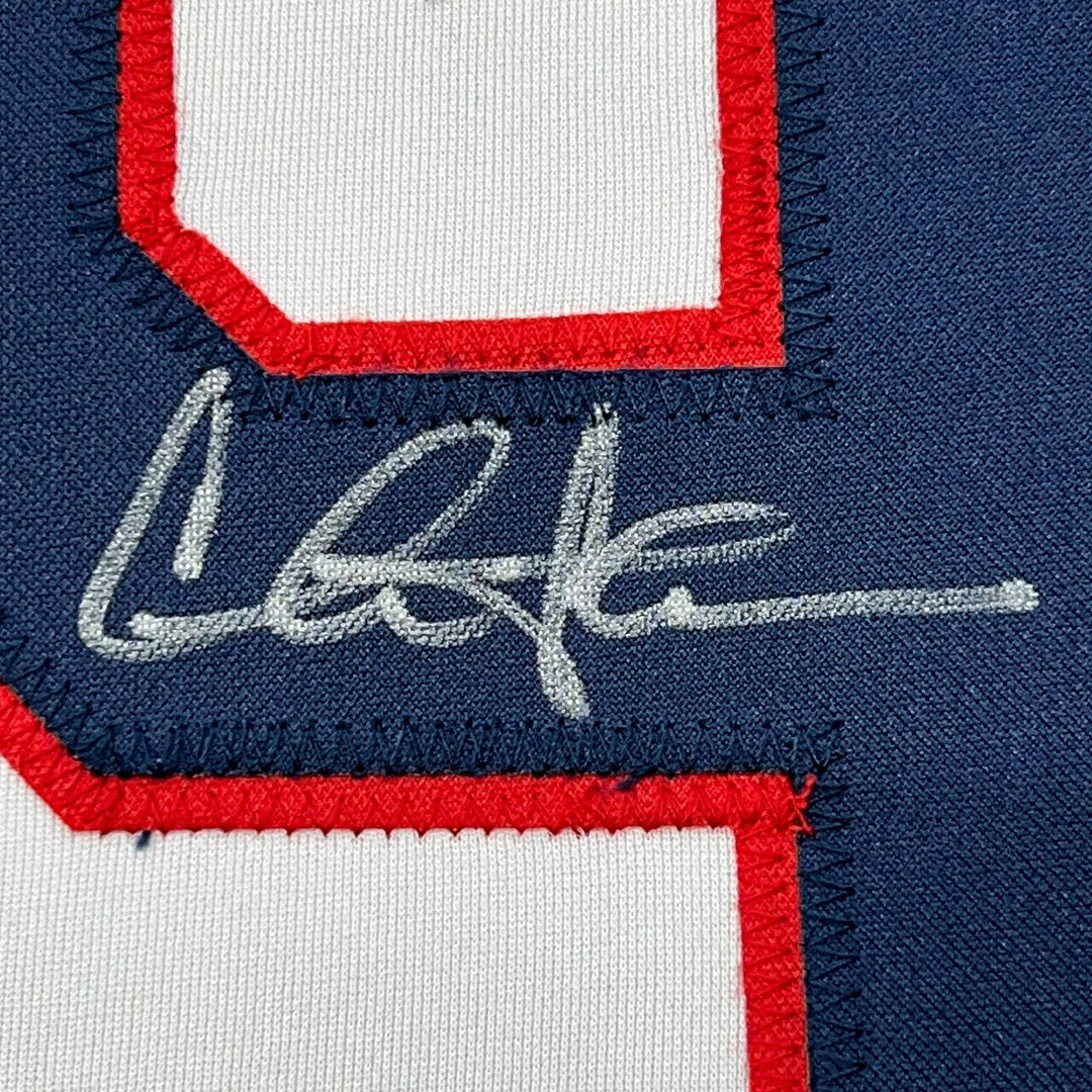 FRAMED Signed CHARLIE SHEEN 35x39 Ricky Vaughn Movie Jersey JSA COA