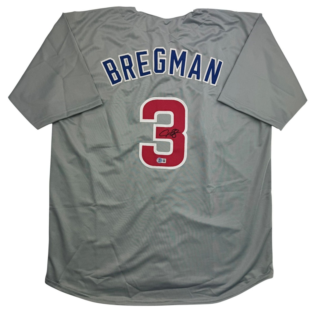 Autographed/Signed Alex Bregman Chicago Grey Baseball Jersey BAS COA