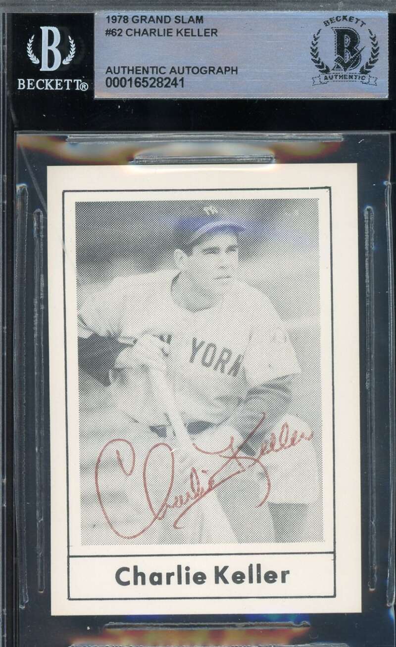 Charlie Keller Beckett BAS Signed 1978 Grand Slam Autograph
