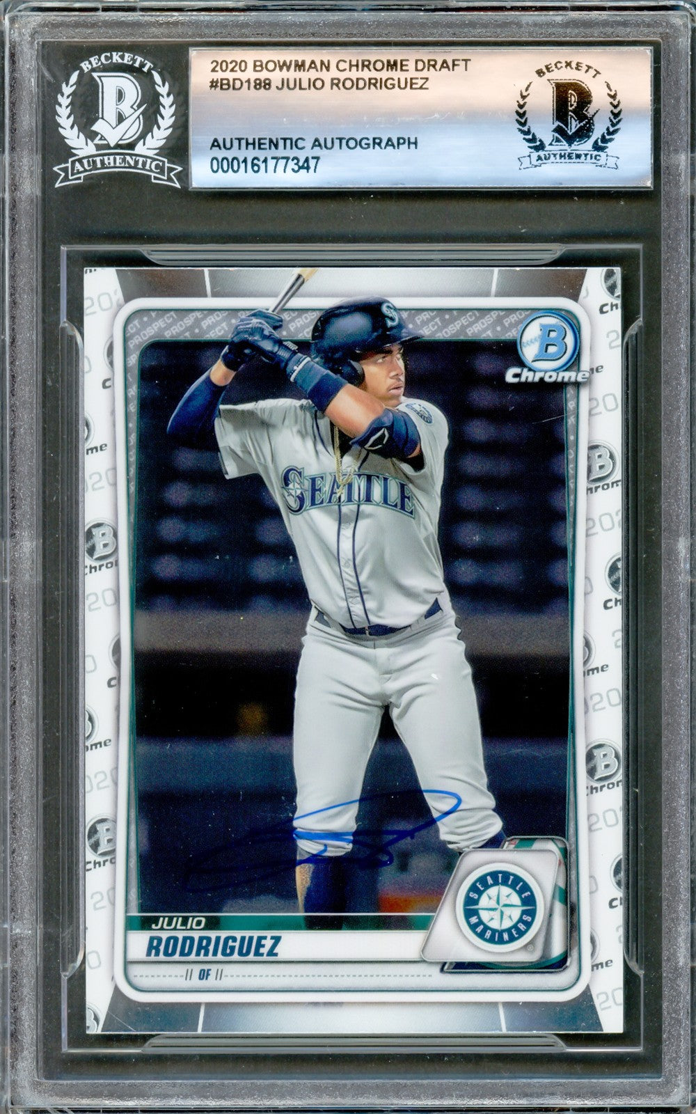Julio Rodriguez Signed 2020 Bowman Chrome Draft RC #BD188 Mariners Beckett