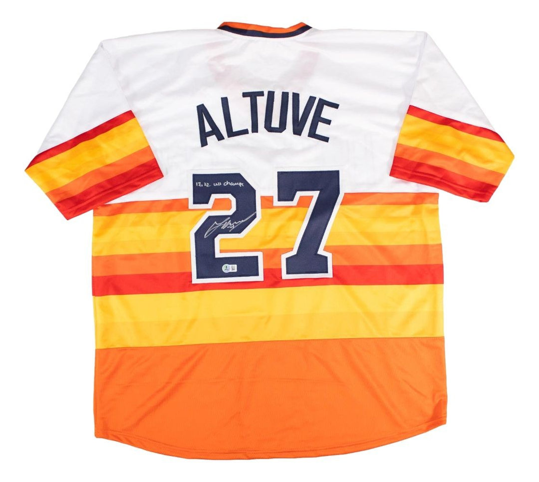 Jose Altuve Houston Signed Alternate White Baseball Jersey 17 22 WS Champs BAS