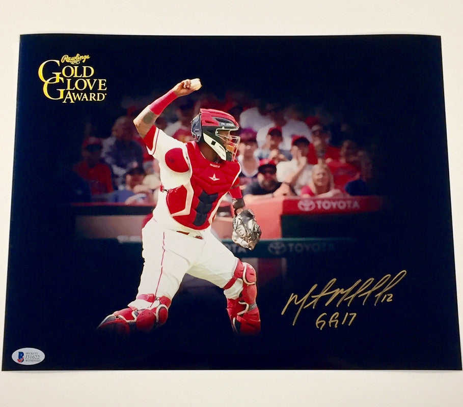 MARTIN MALDONADO Signed "GG 17" Gold Glove 11x14 Photo ~ BAS Beckett Witness COA