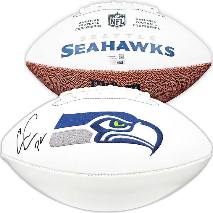 Chris Carson Auto Signed Seattle Seahawks White Logo Football Fanatics Holo