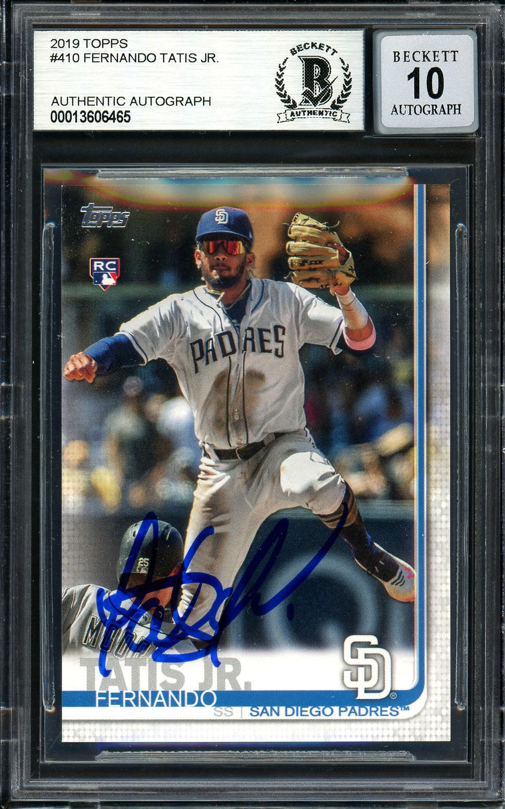 Fernando Tatis Jr. Auto 2019 Topps Complete Set RC 410 Padres Auto GM 10 Beckett