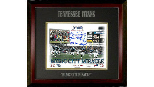 Music City Miracle Kevin Dyson signed Titans 16X20 Photo 3-stat Eng Framed - JSA
