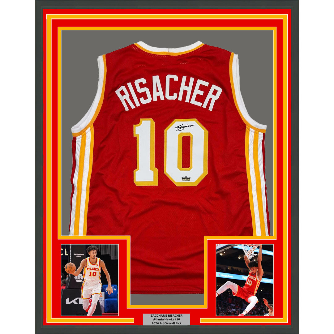 Framed Facsimile Autographed Zaccharie Risacher 35x39 Reprint Laser Auto Jersey