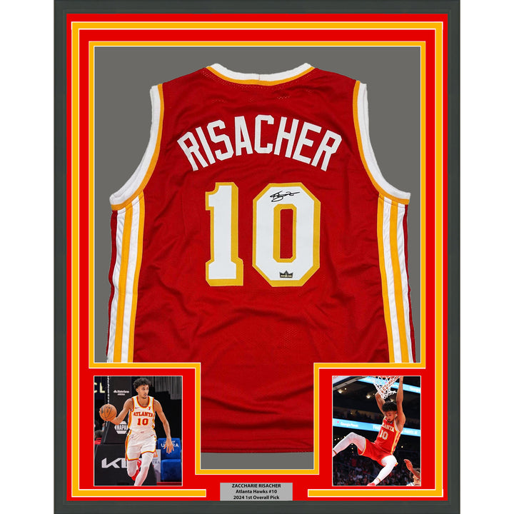 Framed Facsimile Autographed Zaccharie Risacher 35x39 Reprint Laser Auto Jersey