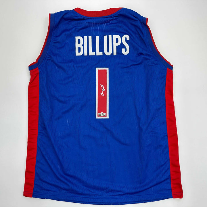 Facsimile Autographed Chauncey Billups Detroit Blue Reprint Jersey Size Men's XL