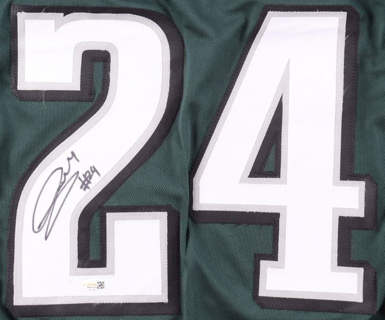 Andrew Mukuba Philadelphia Signed Green Pro Cut Football Jersey JSA QR Hologram