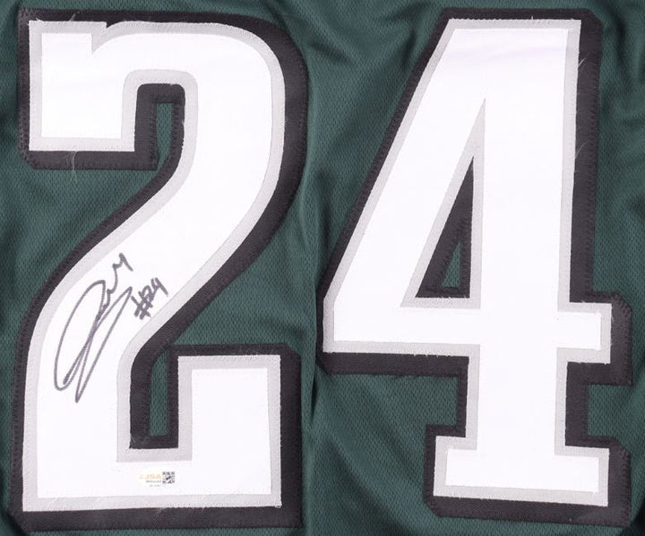 Andrew Mukuba Philadelphia Signed Green Pro Cut Football Jersey JSA QR Hologram