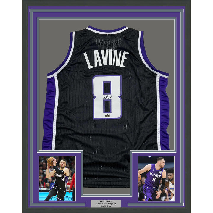 Framed Facsimile Autographed Zach LaVine 35x39 Black Reprint Laser Auto Jersey