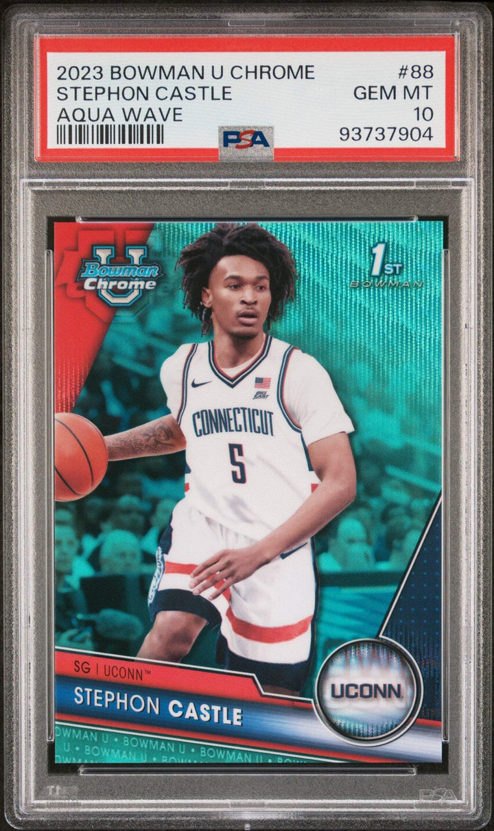 Graded 2023 Bowman Chrome Stephon Castle #88 Aqua /299 RC Basketball Card PSA 10
