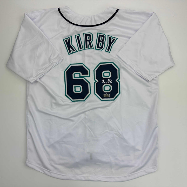 Facsimile Autographed George Kirby Seattle White Reprint Jersey Size Men's XL