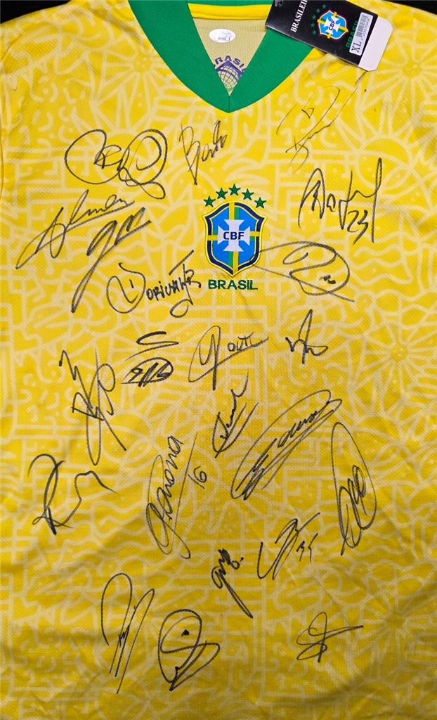 2024 Brazil Team Signed Jersey (22 Autos) Vini Junior, Danilo, Pepe, Rodrygo JSA
