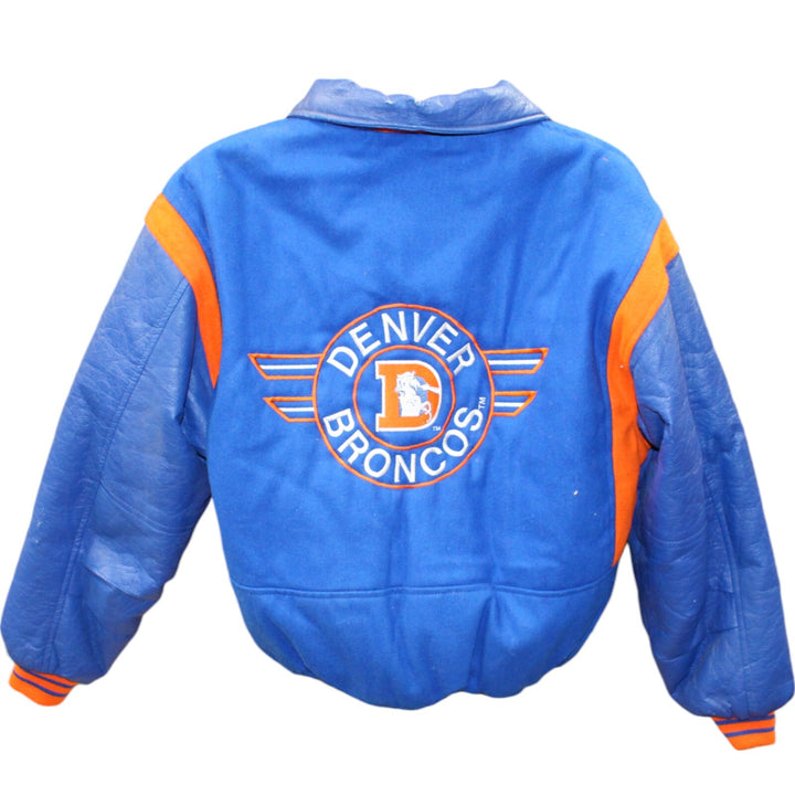 Denver Broncos Throwback 7 Logo Jacket Leather Sleeves Vintage Size Large 45843