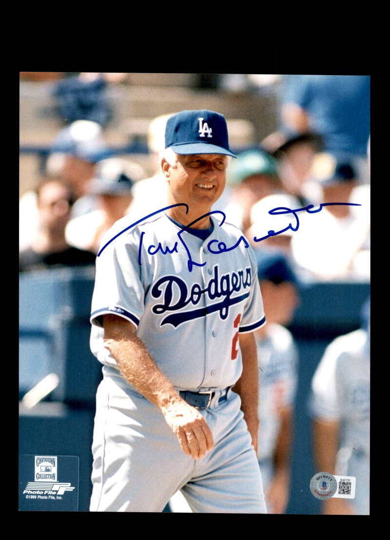 Tom Lasorda Beckett BAS Signed 8x10 Photo Autograph Dodgers