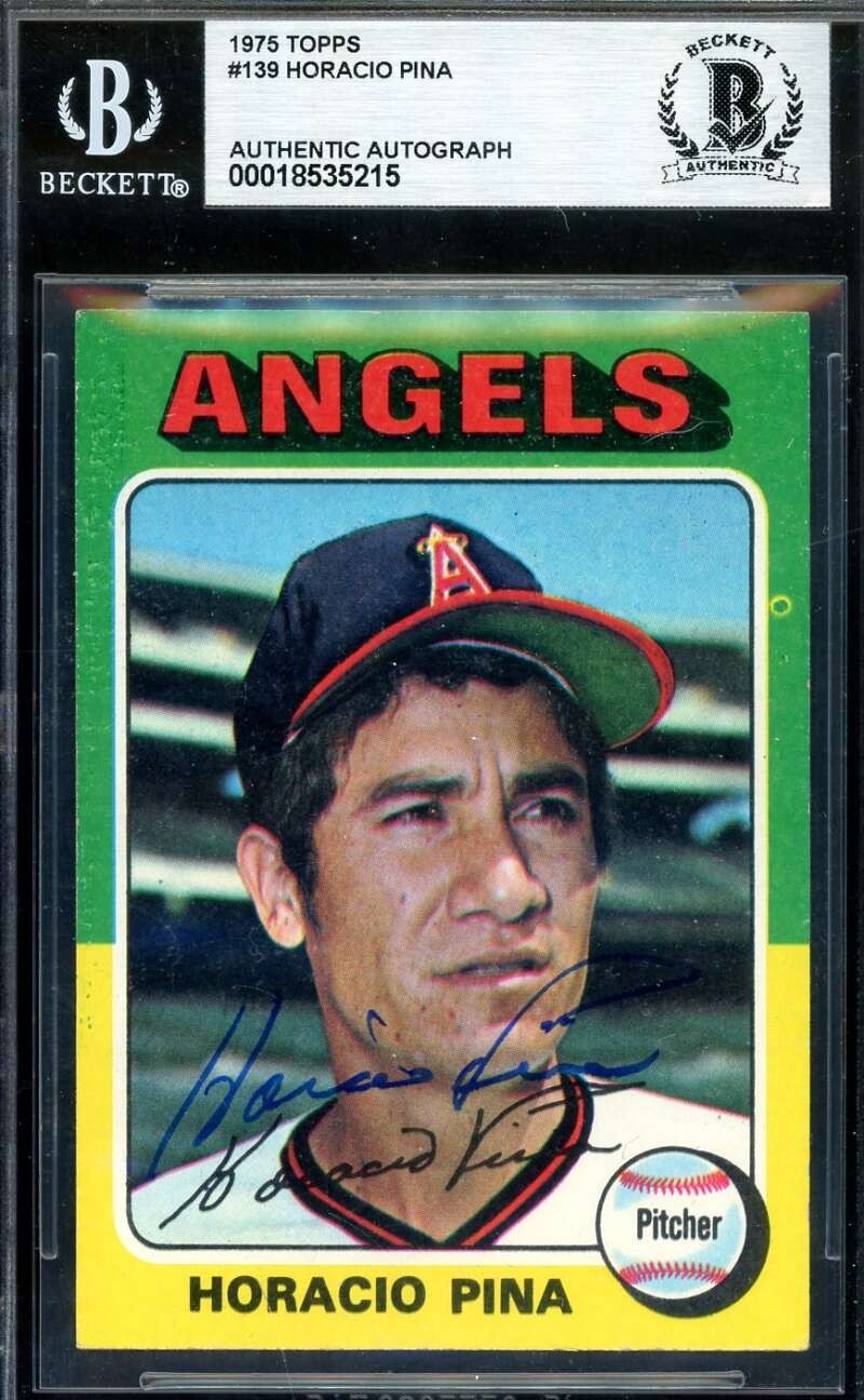 Horacio Pina Beckett BAS Signed 1975 Topps Autograph