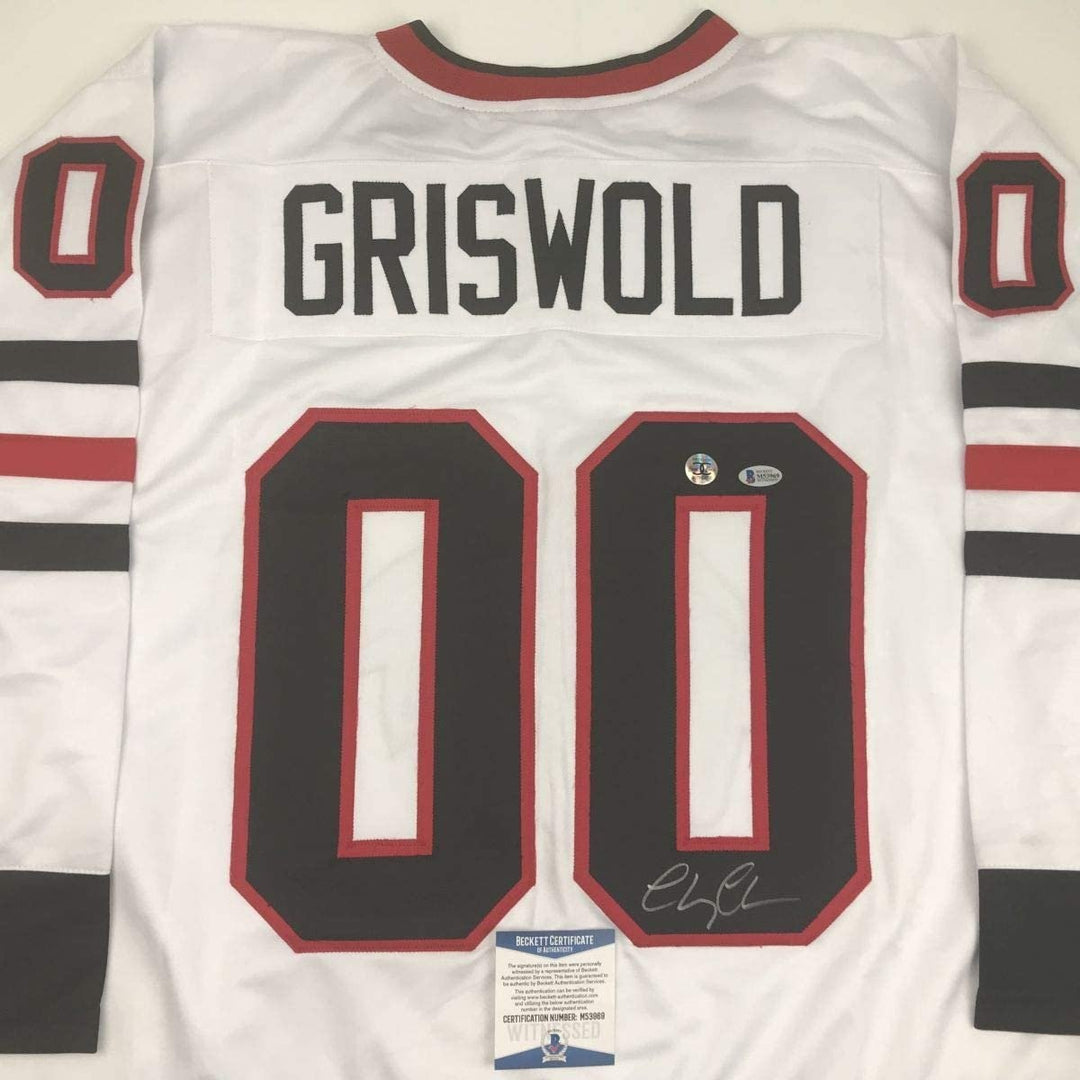 Autographed/Signed CHEVY CHASE Clark Griswold Chicago White Jersey BAS COA